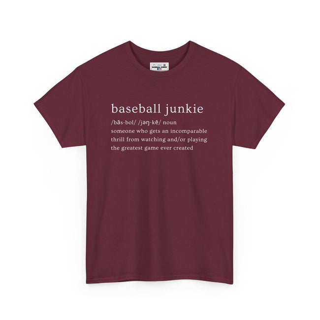 BASEBALL JUNKIE DEFINITION (DARK COLORS) - Unisex Heavy Cotton Tee