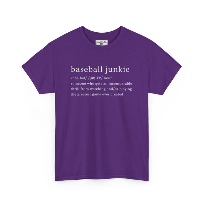 BASEBALL JUNKIE DEFINITION (DARK COLORS) - Unisex Heavy Cotton Tee