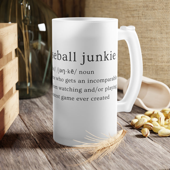 Baseball Junkie 365 Frosted Glass Beer Mug